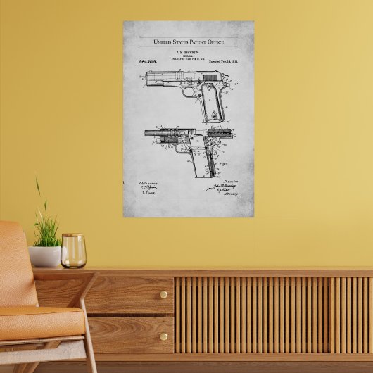 US-Patent - Browning M1911 Poster (Wohnzimmer 2)