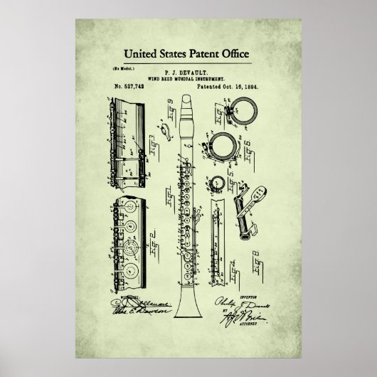 US-Patent - Klarinette Poster (Vorne)