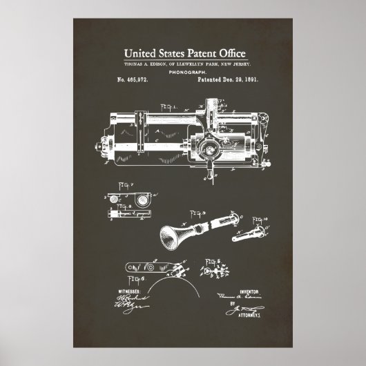 US-Patent - Zylindrischer Tonträger Poster (Vorne)