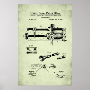 US-Patent - Zylindrischer Tonträger Poster