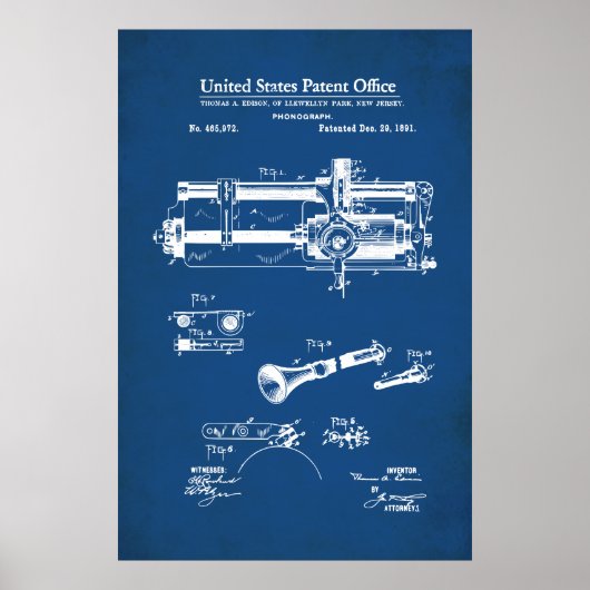 US-Patent - Zylindrischer Tonträger Poster (Vorne)