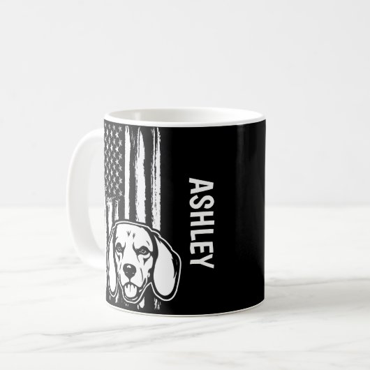 US Patriot Beagle USA Flag Dog Kaffeetasse (Vorderseite Links)