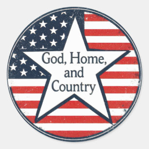 US-Patrioten-Logo Gott Heimat Land US-Flagge Retro Runder Aufkleber