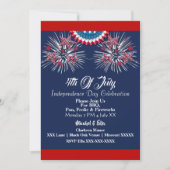 US Patriotic 4. Juli Firecracker GRILLEN Party Blu Einladung (Vorderseite)