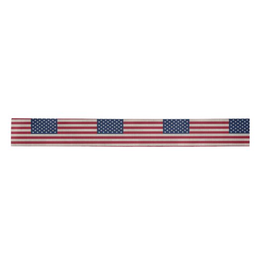 US Patriotic American Flag Linen Fabric Satinband (Vorderseite)