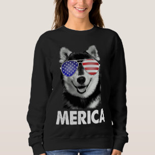 Us Patriotic Merica Siberian Husky Dog Usa America Sweatshirt
