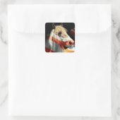 US-Pferd mit Stolzflagge Quadratischer Aufkleber (Tasche)