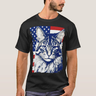 US-Pop-Art-Maine-Coon-Katze Vereinigte Staaten von T-Shirt