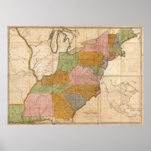 US Post Road Map 2 Juni 1804 Poster