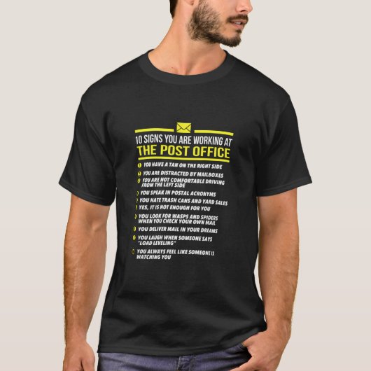 US Postdienst T Shirt -10 Zeichen, die Sie arbeite (Vorderseite)