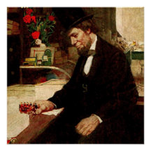 US-Präsident Abraham Lincoln mit Rose und Hut