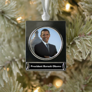 US-Präsident Barack Obama als US-Senator Banner-Ornament Silber