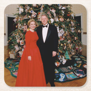US-Präsident Bill Clinton Weihnachtskarte Rechteckiger Pappuntersetzer