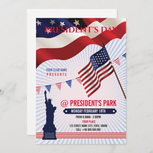US-Präsident Day Flyer Einladung (Vorne/Hinten)