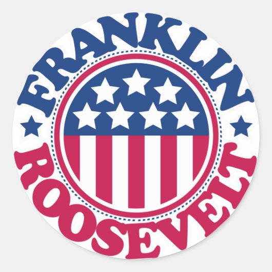 US-Präsident Franklin Roosevelt Runder Aufkleber (Vorderseite)