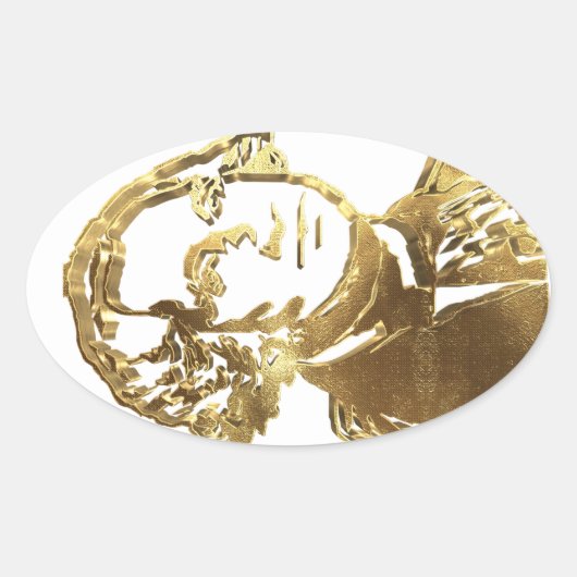 US-Präsident George Washington Portrait Gold Ovaler Aufkleber (Vorderseite)