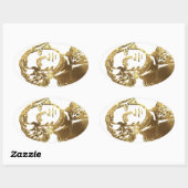 US-Präsident George Washington Portrait Gold Ovaler Aufkleber (Blatt)