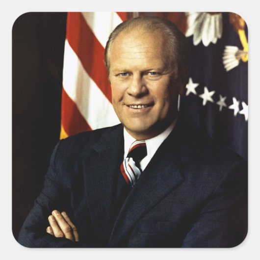 US-Präsident Gerald Rudolph Ford Portrait "Jerry" Quadratischer Aufkleber (Vorderseite)