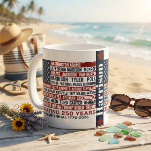US-Präsidenten-Typografie-Flagge, 250 Jahre 1776-2 Kaffeetasse
