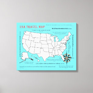 US-Reise-Karte Leinwanddruck