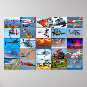 US-RETTER-LUFTFAHRT „MONTAGE“ POSTER