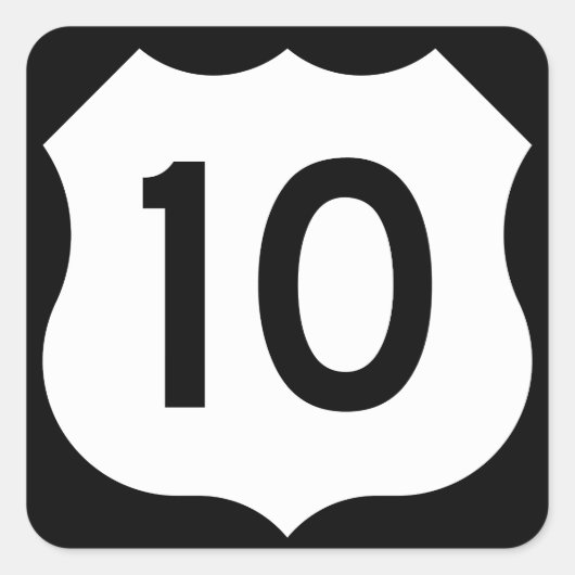 US-Route 10 Unterschrift Quadratischer Aufkleber (Vorderseite)
