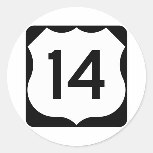 US-Route 14 Unterschrift Runder Aufkleber (Vorderseite)