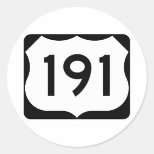 US-Route 191 Unterschrift Runder Aufkleber