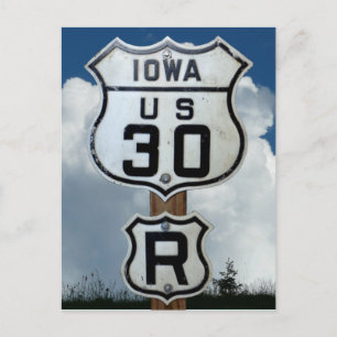 US-Route 30, Iowa, seltenes Schild "R", Lincoln Hi Postkarte