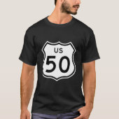 US Route 50 Autobahn Signing Loneliest Road in Am T-Shirt (Vorderseite)