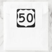US Route 50 Unterschrift Rechteckiger Aufkleber (Tasche)