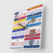 US ROUTE 66 Alle 8 Staaten Vanity Teller Quadratische Wanduhr (Winkel)