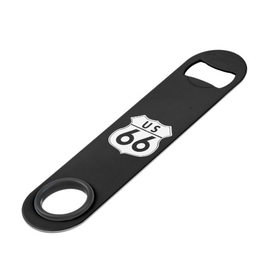 US Route 66 Classic Speed Flasche Opener Speedflaschenöffner (Vorderseite Schrägansicht)