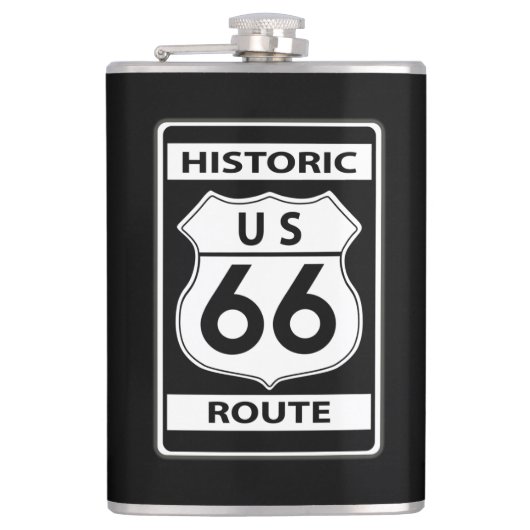 US Route 66 Historische Schwarze klassische Flasch Flachmann (Vorderseite)