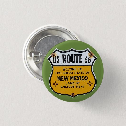 US Route 66 New Mexico Travel Pinback Button (Vorne & Hinten)