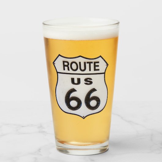 US Route 66 Pint Trinkglas Glas (Vorne (Gefüllt))