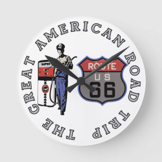 US-Route 66 Runde Wanduhr