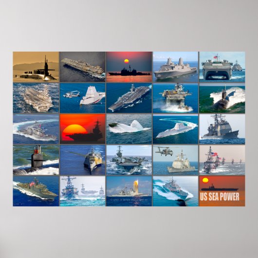 US-SEA-POWER - Montage der US-Marineschiffe Poster (Vorne)