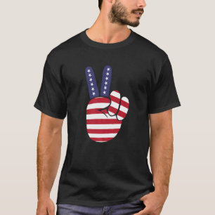 US Sieger Finger American Flag Peace Sign T-Shirt