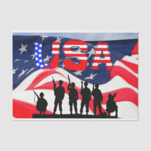 US-Soldat in Ehrenfahne Seidenpapier