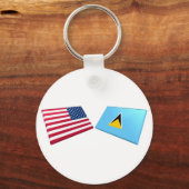 US & St. Lucia Flags Schlüsselanhänger (Vorderseite)