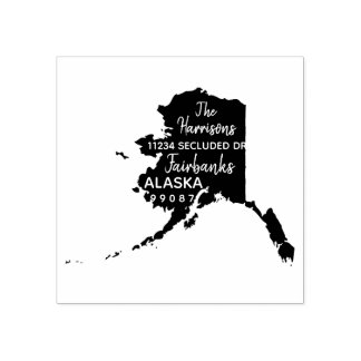 US-Staat Alaska Karte Rücksendeadresse Holzkunst Gummistempel