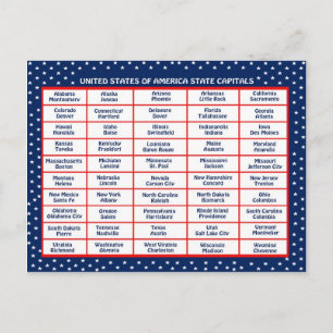 US Staat Hauptstädte Postkarte