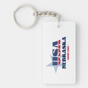 US-Staat Nebraska Monogram Acryllic Schlüsselanhän Schlüsselanhänger