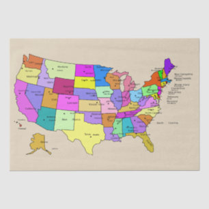 US-Staaten kartieren Gewebepapier Seidenpapier