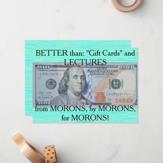 US-Star-Note 100 Dollar Mitteilungskarte (Vorderseite/Rückseite Beispiel)