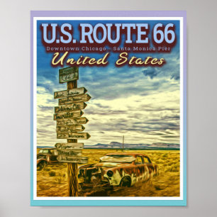 US-STRASSE 66 - DIE BEKANNTESTEN STRASSEN IN DEN U POSTER