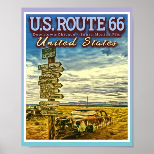 US-STRASSE 66 - DIE BEKANNTESTEN STRASSEN IN DEN U POSTER (Vorne)