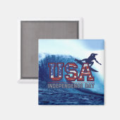 US Surfer Independence Day Magnete Magnet (Vorderseite/Rückseite)