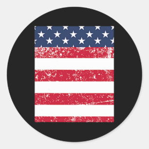 US-Tasche mit amerikanischer Flagge für den 4. Jul Runder Aufkleber